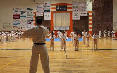 Karate erakustaldia egin dute kiroldegian