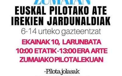 Euskal pilotako ate irekien jardunaldia egingo da larunbatean Aitzurin