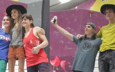 Mikel Linazisoro eta Muriel Ruiz de Larramendi Euskal Herriko Boulder txapeldunak