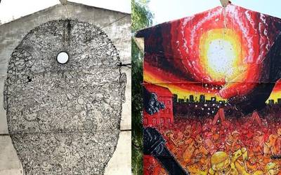 Blu artista italiarrak bi mural egin ditu Errekaleorren