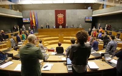 Nafarroako Parlamentuan hildako langileengatik isilunea