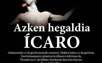 'ÍCARO: azken hegaldia' ikuskizuna Etxeluze Gaztetxean, bihar