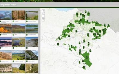 Naturguneak mapa interaktibo batean, ikusgai