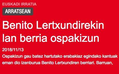 Benito Lertxundi elkarrizketatu dute Euskadi Irratiko `Arratsean´saioan