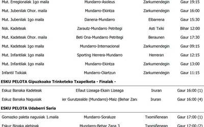 Asteburuko partiduak