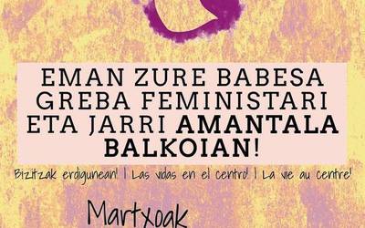Azpeitiko balkoiak amantalez josi nahi ditu Basanderiekek Martxoaren 8aren atarian