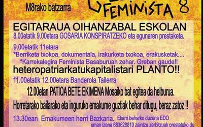 Martxoaren 8ko greba feministaren egitaraua