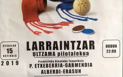 Otsailaren 15ean profesionalen pilota partida Larraintzarren
