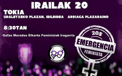 Manifestazioa deitu du gaur gauean Gafas Moradas Elkarte Feministak