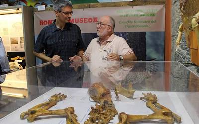 [ARGAZKIAK] Orain 25.000 urte desagertutako leize-hartzaren eskeletoa ikusgai dago Mañariko Hontza Museoan