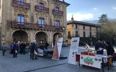 Euskal Errepublikaren Eguna ospatzeko proiektu burujabeen azoka egin dute plazan