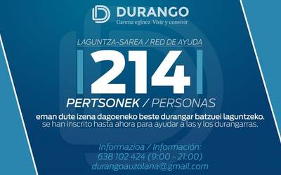 Dagoeneko 214 herritarrek eman dute izena Durangoko boluntario sarean