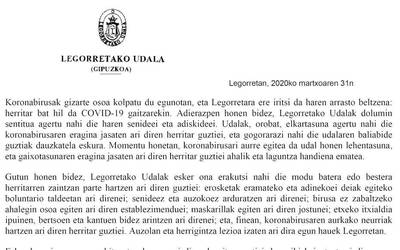 Koronabirusa zuen legorretar bat hil da