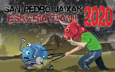 San Pedro jaietako marrazkia egin du Karmelo Oñate sortzaileak