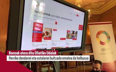 Herriko komertzioetan erabiltzeko bonuak eskuragarri daude dagoeneko Oñatin
