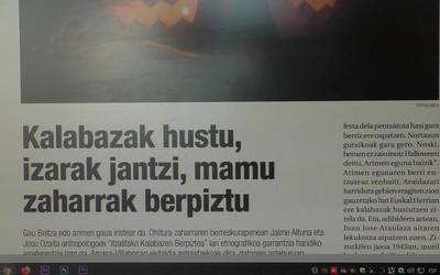 Gau Beltza edo arimaren gaua protagonista Aiurriko  hamaboskariko azalean