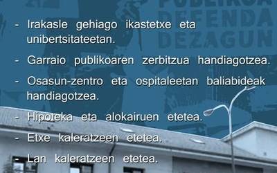 'Osasun publikoa indartu, eskubideak bermatu' lelopean manifestazioa egingo dute larunbatean Sarrikoko geltokitik