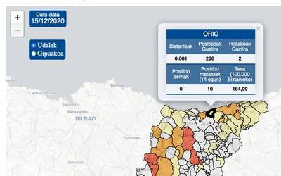 Gipuzkoako COVID-19 mapa sartu du Orioko Udalak webgunean, pandemiaren egunean eguneko datuak emateko