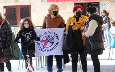 Irati gurasoekin elkartzeko eskatu dute 50 herritar inguruk plazan