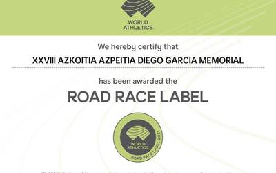 Road Race Label ziurtagiria eman diote Azkoitia-Azpeitia maratoi erdiari