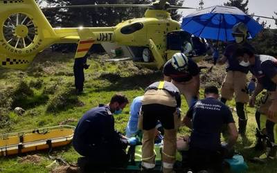 Langile batek istripua izan du mendian, zuhaitza gainera erori ostean