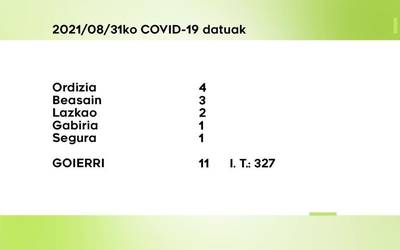 11 COVID-19 kasu aurkitu dituzte asteartean Goierrin