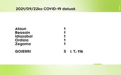 5 COVID-19 kasu aurkitu dituzte asteazkenean Goierrin