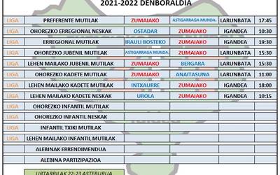 Asteburu honetako futbol partiden ordutegia