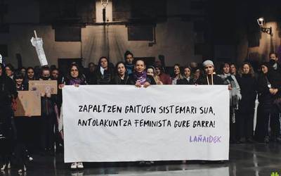 Antolakuntza feminista aldarrikatu dute Leitzan egindako manifestazioan