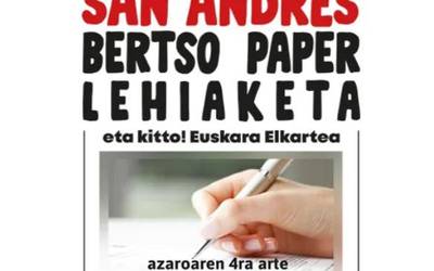 San Andres bertso-paper lehiaketarako epea zabalik egongo da azaroaren 4ra arte