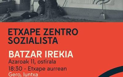 Batzar irekia eta lan eguna izango dira asteburuan Etxape Zentro Sozialistan