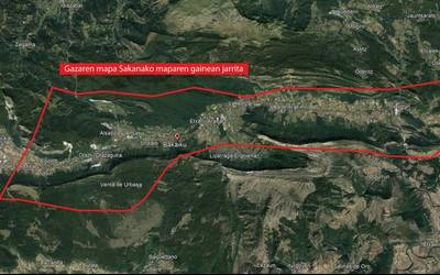 Gazaren mapa Sakanako maparen gainean jarrita (Bakaiku.info)