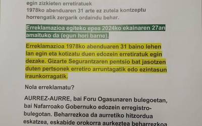 Erreklamazioa Nafarroako Ogasunari