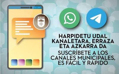 Laudioko Udalak WhatsApp eta Telegram kanalak estreinatuko ditu herritarrei udalaren informazio guztia helarazteko