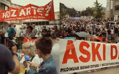 Mila lagun baino gehiago batu ziren atzo Laudion, osasun sistema publiko eta duin baten alde