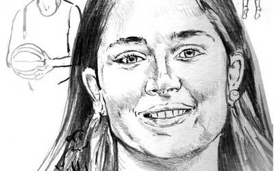 Nora Arozena saskibaloi jokalariari egindako erretratua