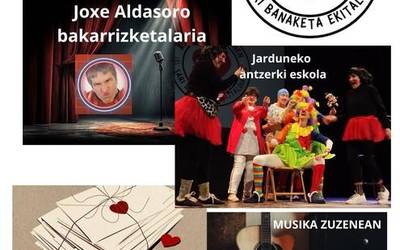 Joxe Aldasoro bakarrizketalaria, musika zuzenean Eider eta Amaiurrekin, antzerkia,… Amodiozko Gutunen sari banaketa ekitaldian