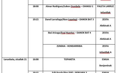 Aste honetako pilota partidak