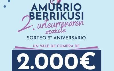Amurrio Berrikusi elkarteak bere bigarren urteurrena ospatuko du 2.000 euroko erosketa-balearen zozketarekin